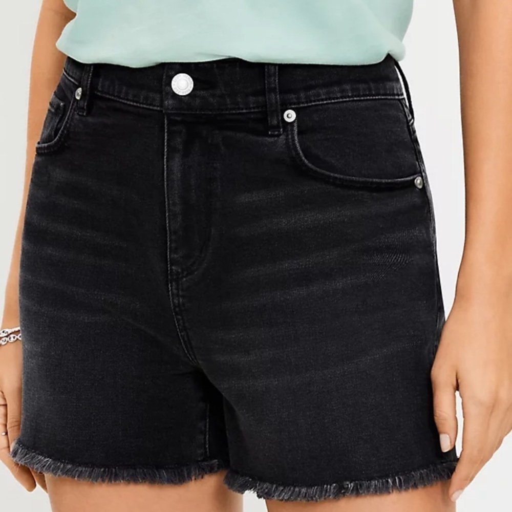 LOFT High Rise Frayed Cut Off Denim Shorts
